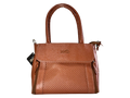 Bolso de cuero natural dama – Cognac - Rojo, con solapa y textura honeycomb