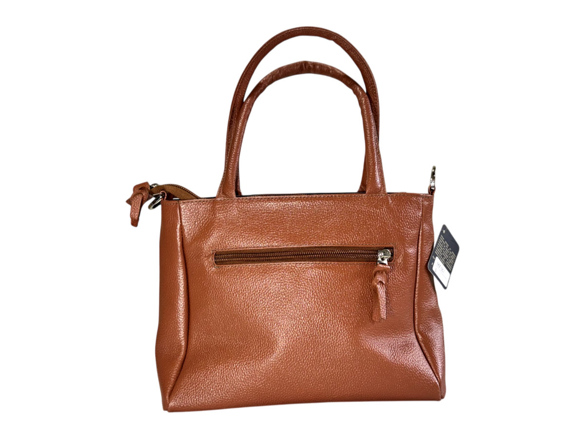 Bolso de cuero natural dama – Cognac - Rojo, con solapa y textura honeycomb
