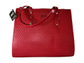 Bolso tote de cuero natural – Rojo con textura geométrica