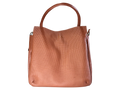 Bolso tote de cuero natural – cognac con textura grid