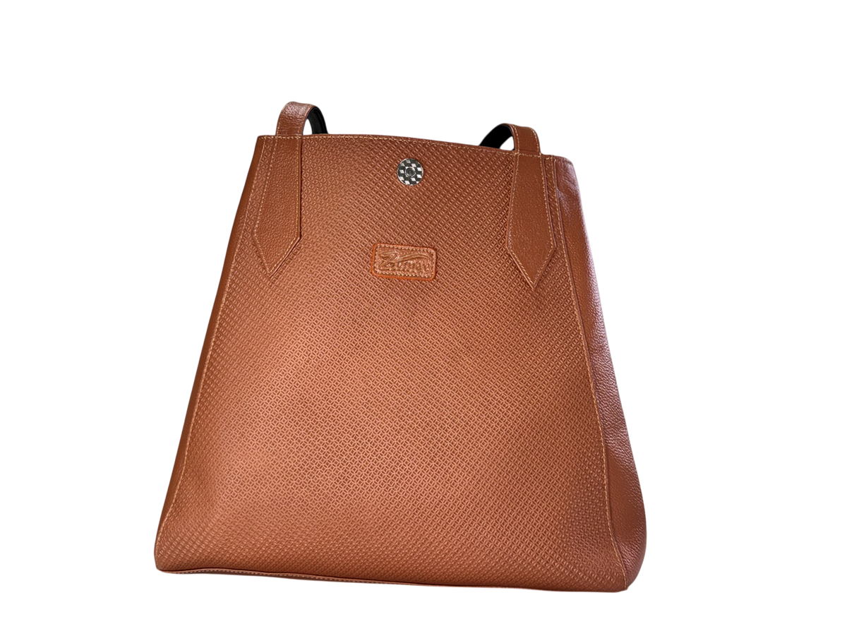 Bolso tote doble cara de cuero natural – Cognac y negro mate