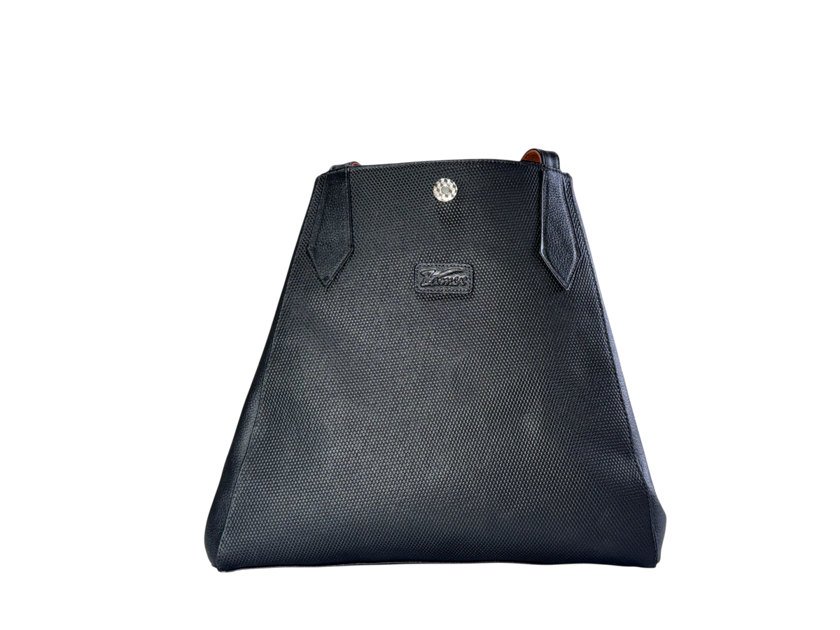 Bolso tote doble cara de cuero natural – Cognac y negro mate