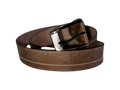 Cinturón hombre de cuero natural – Café con textura hexagonal